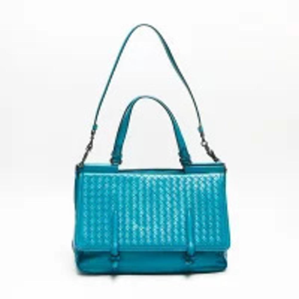 Bottega Veneta Intrecciato Handbag Turquoise Blue